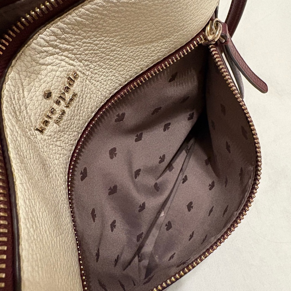 Kate Spade Burgundy, Brown, and Cream Crossbody Bag - Picture 4 of 5